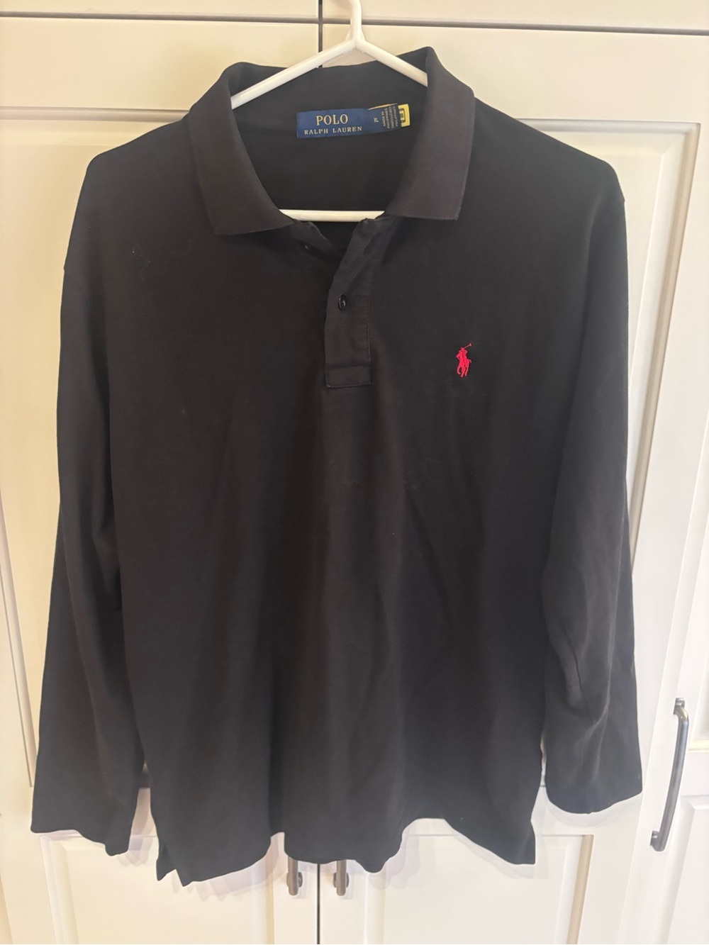 Polo by Ralph Lauren Men’s Black Long-Sleeve Polo with Red Pony xl